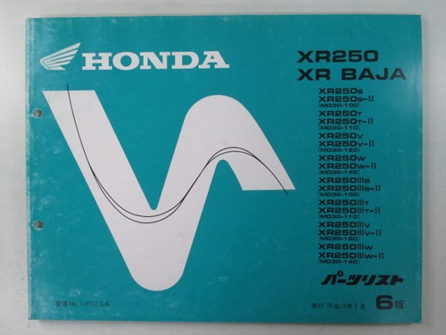 Xr250 baja parts list 6th - baja,