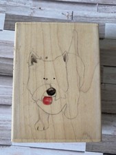 Paper Nation / Jolly Nation Rubber Stamp Scottie Dog Wood Mount