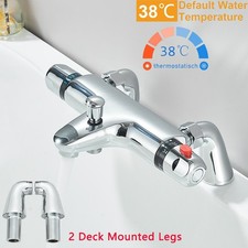 Thermostatic Bath Shower Mixer Taps Bathroom Deck Mounted Valve Bar Tap Chrome