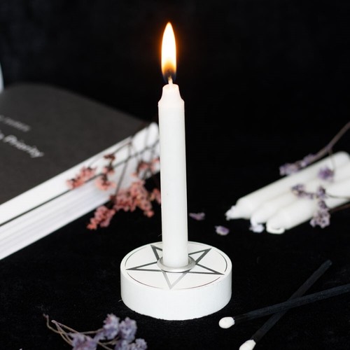 Pentagram spell candle - candle, holder