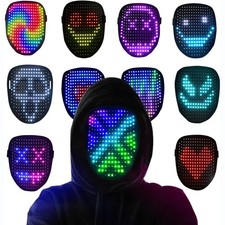 Halloween LED Mask Gesture Sensing Face Transforming Mask Cosplay Light Up Mask