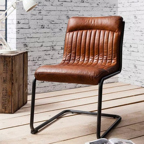 Brown leather cantilever - brown,