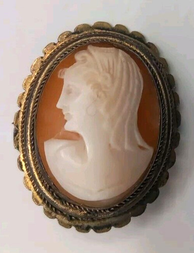 Vintage shell cameo brooch