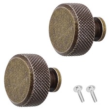 2x DecorAndDecor Amelia Knurled 35mm Round Kitchen Cabinet Furniture Knobs