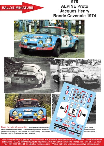 Decals ref 0978 alpine - decals, 1/43