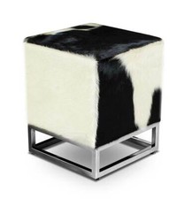 Cowhide Cube Leather Ottoman Footstool Seat real Cowhide Brown or Black