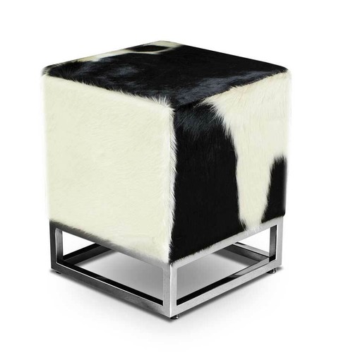Cowhide cube leather ottoman - cube,