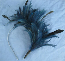 navy blue black feather headband fascinator headpiece wedding party race ascot
