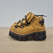 New Rock Tower Tank Brown Leather Chunky Platform Leather Punk Boots Uk 7 Eu 41