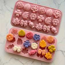 18pcs Floral & Heart Silicone