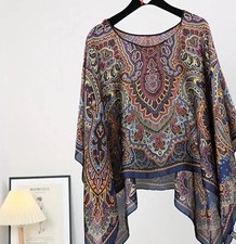 Classy  Fine Quality Polyester Silk Kaftan/Kimono /Tunic Poncho Womens Free Size