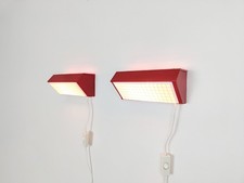 Pair of red 1980s brutalist