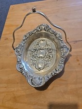 VINTAGE SILVER PLATE EPNS SERVING TRAY BASKET FRUIT  STAND WITH HANDLE BALL FEET