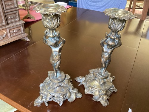 Pair bronze candlesticks - pair,
