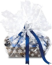 Christmas Cellophane Hamper Wrap Cello Basket Bag Gift Wrap Large Snowflakes