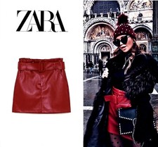 Zara red faux - faux, leather