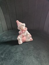 Vintage Pierrot Clown Figurine – Pink & White Ceramic Ornament – 1980s Style