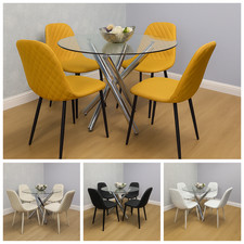 Round Glass Dining Table & 4