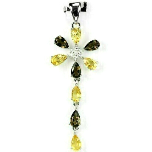 Silver pendant citrine smoky - silver,