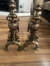 Antique Solid Brass Fire Dogs