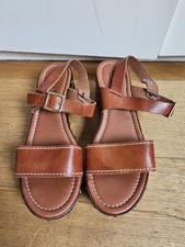 New Women's Brown Open Toe Clogs Leather Upper Size 40 / Uk 6.5 Made in Italy