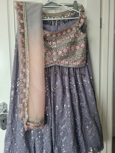 Elegant grey lehenga - lehenga, indian