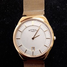 Rotary Unisex Sapphire Date Gold Ultra Slimline Mesh Bracelet Watch GB02613/03