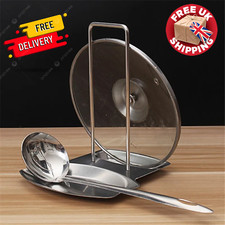 Stainless Steel Spoon Rest & Pot Lid Holder Rack Kitchen Utensil Stand