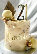 Cake Topper Personalised Charm Decoration Name and Number Glitter Mirror Card