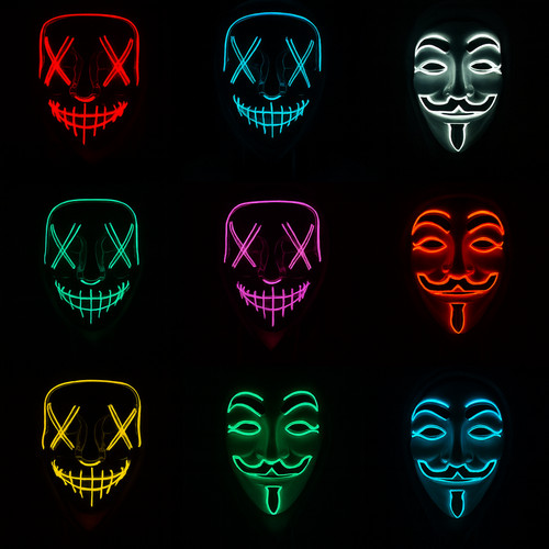 Mask halloween led light - halloween,