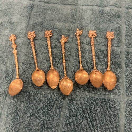 Antique brass spoons lot 7 - antique,