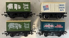 4x HORNBY OO R162 PRIME PORK R105 BIRDS EYE & R135 SMITHS CLOSED VAN WAGONS