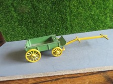 Vintage Farm Wagon Toy Diecast Metal Made In England YELLOW Green Horse Drawn