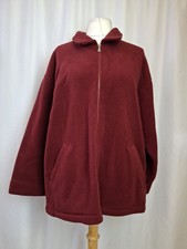 Michael M&S Vintage fleece Jumper Full Zip Red Mulberry Jacket Soft UK16 L2815
