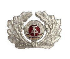 East German NVA Officer’s Visor Cap Badge – Silver Oak Leaf Wreath