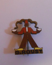 enamel advert badge for G ROUST  Black figure with  coffee     advert badge