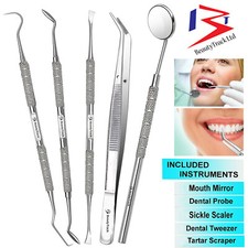 DENTAL KIT STAINLESS STEEL DENTIST TEETH ORAL CLEAN KIT PROBE TWEEZERS TOOLS SET