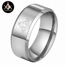Masonic Man Brushed Silver 8mm