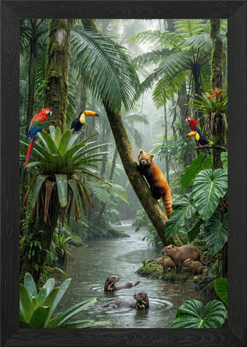 Jungle river wildlife scene - wildlife,