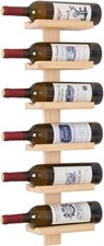 Wine Rack Wall Mounted Bottle Holder Wooden Display 6 or 12 Bottles Storage UK