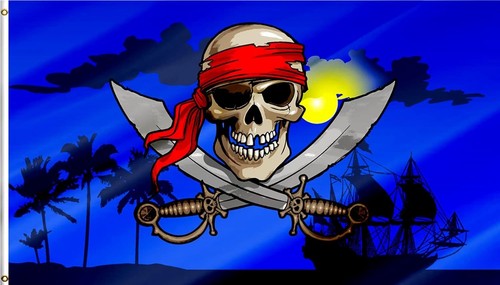 Pirate flag 12x18 double - pirate, in