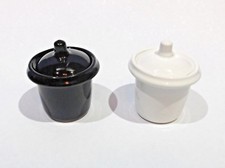 SCHOOL DESK INKWELL ceramic ink pot china insert with lid (Black OR White)