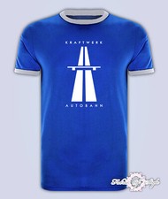 KRAFTWERK Tribute  AUTOBAHN RETRO TECHNO Mens T-shirt Ringer Royal Blue