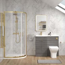 Anthracite 1100mm Vanity WC Unit Brass Quad Shower Encl Bath Suite RH 800x800