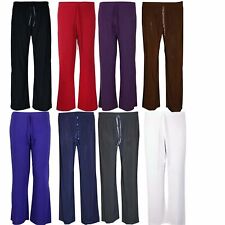 New Plus Size Womens Palazzo Wide Leg Flared Ladies Stretch Trousers Pants 8-30