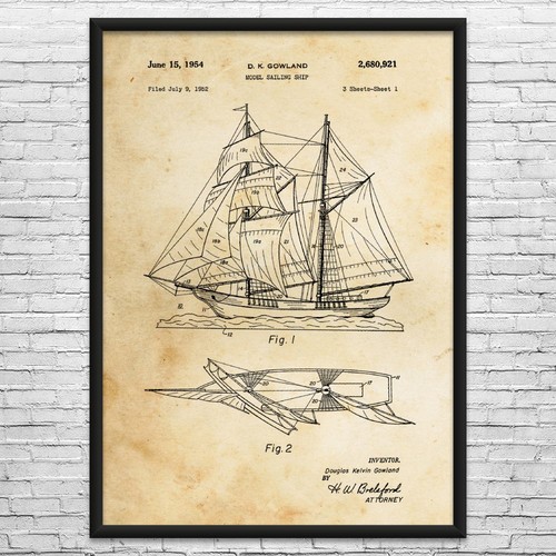 Model sailing ship patent wall - model,