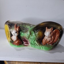 WITHERSEA POTTERY EASTGATE SQUIRREL RABBIT TREE LOG FOREST VASE. 