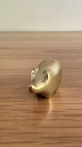 Brass pig miniature figurine - brass,