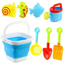 8Pc Foldable Beach Bucket and