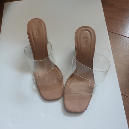 Zara clear strap block heel - clear,